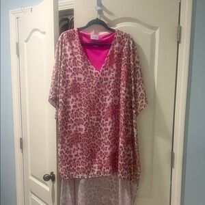 Adrienne Vibrant Pink Animal Print Tunic